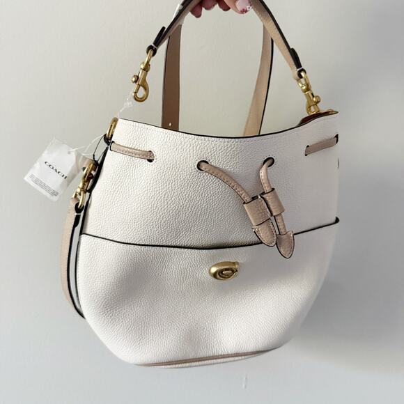 NWT COACH Lora Bucket Shoulder Bag Pebble Leather Crossbody Colorblock Medium - Picture 5 of 8